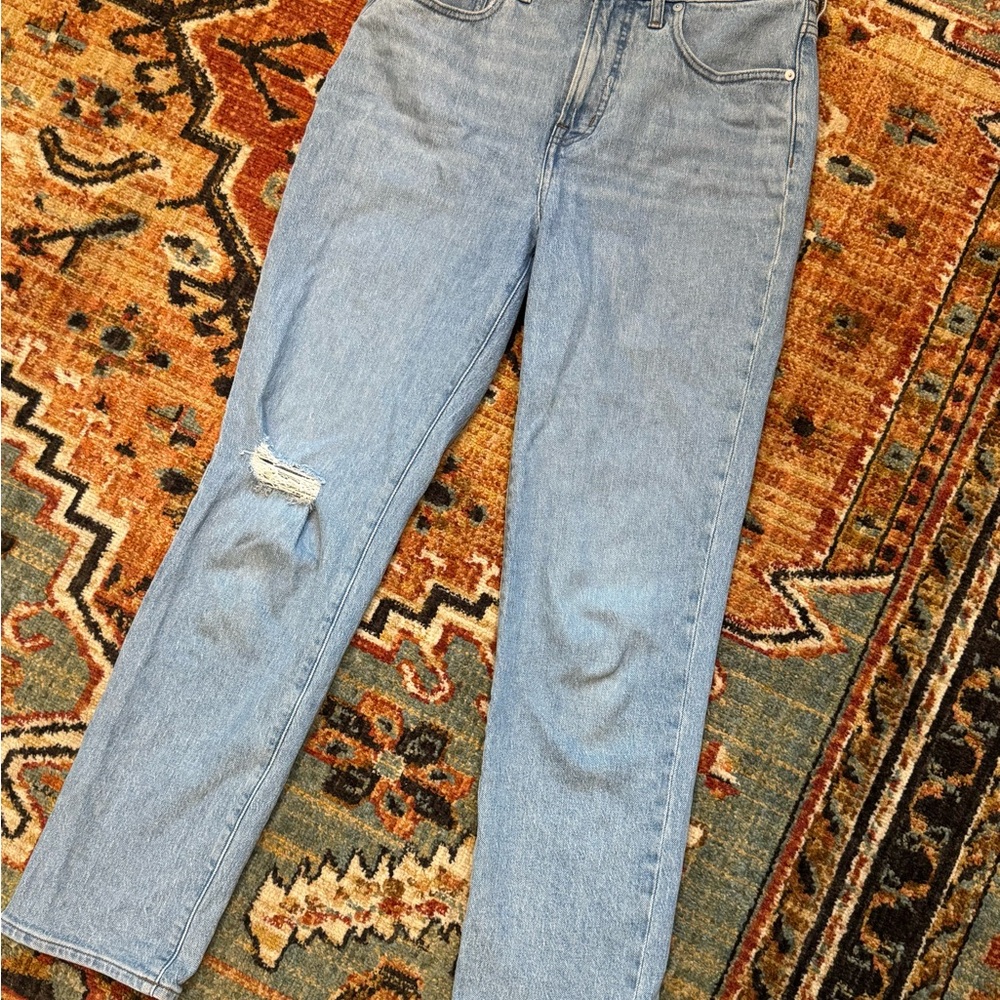 Madewell High Rise Blue Jeans with Distressed Detail